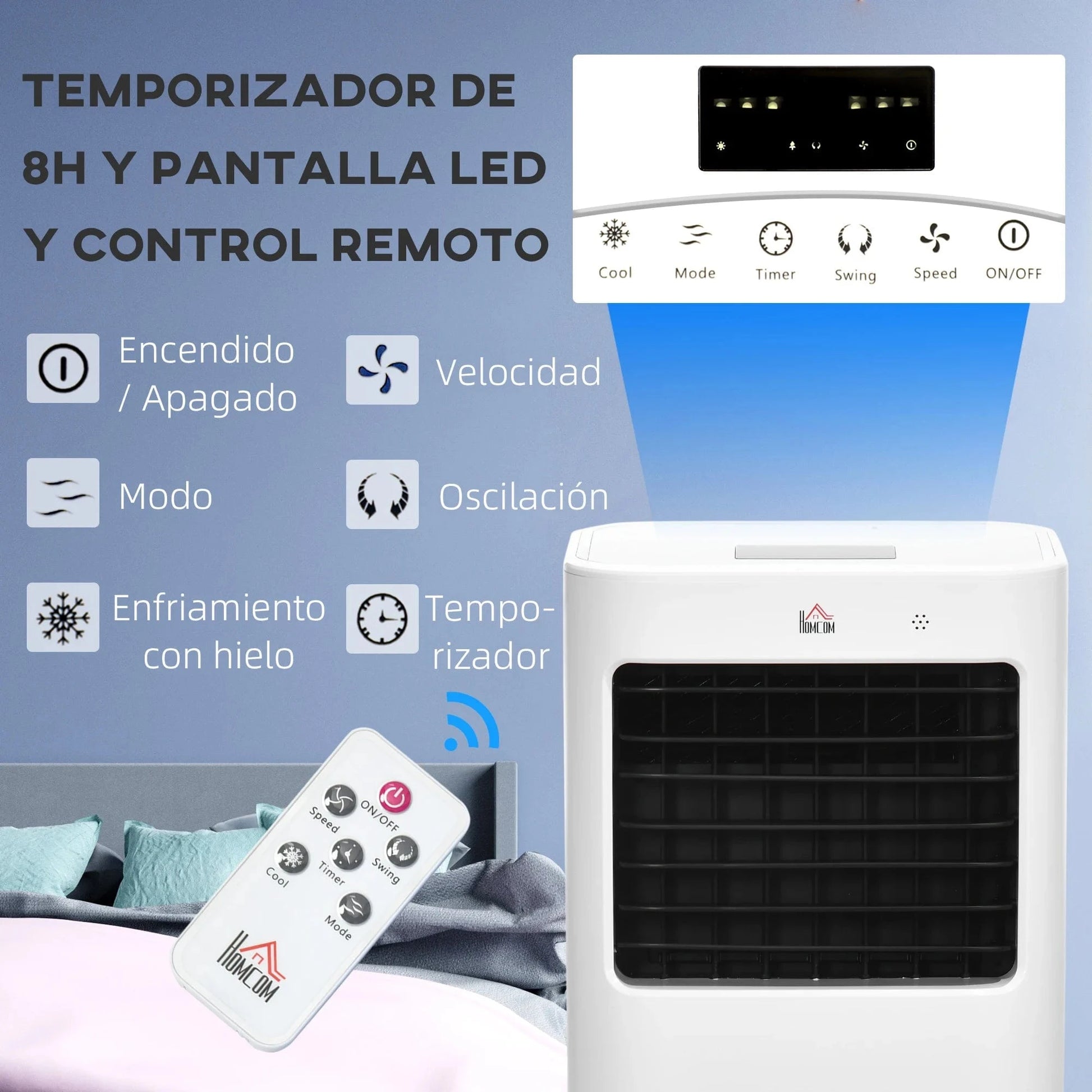 Cadeau showroom climatiseurs Blanc Refroidisseur d'air portable 15 L HOMCOM