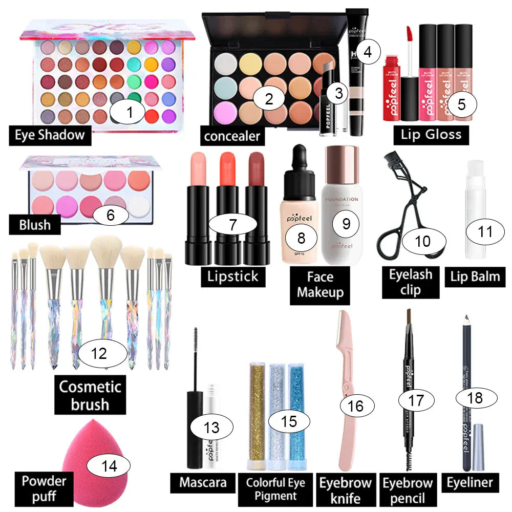 Cadeau showroom Coffret maquillage complet pour femme – visage et yeux
