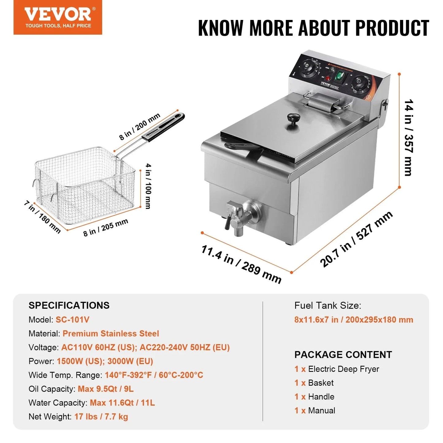 Cadeau showroom Inox Friteuse électrique 9L
