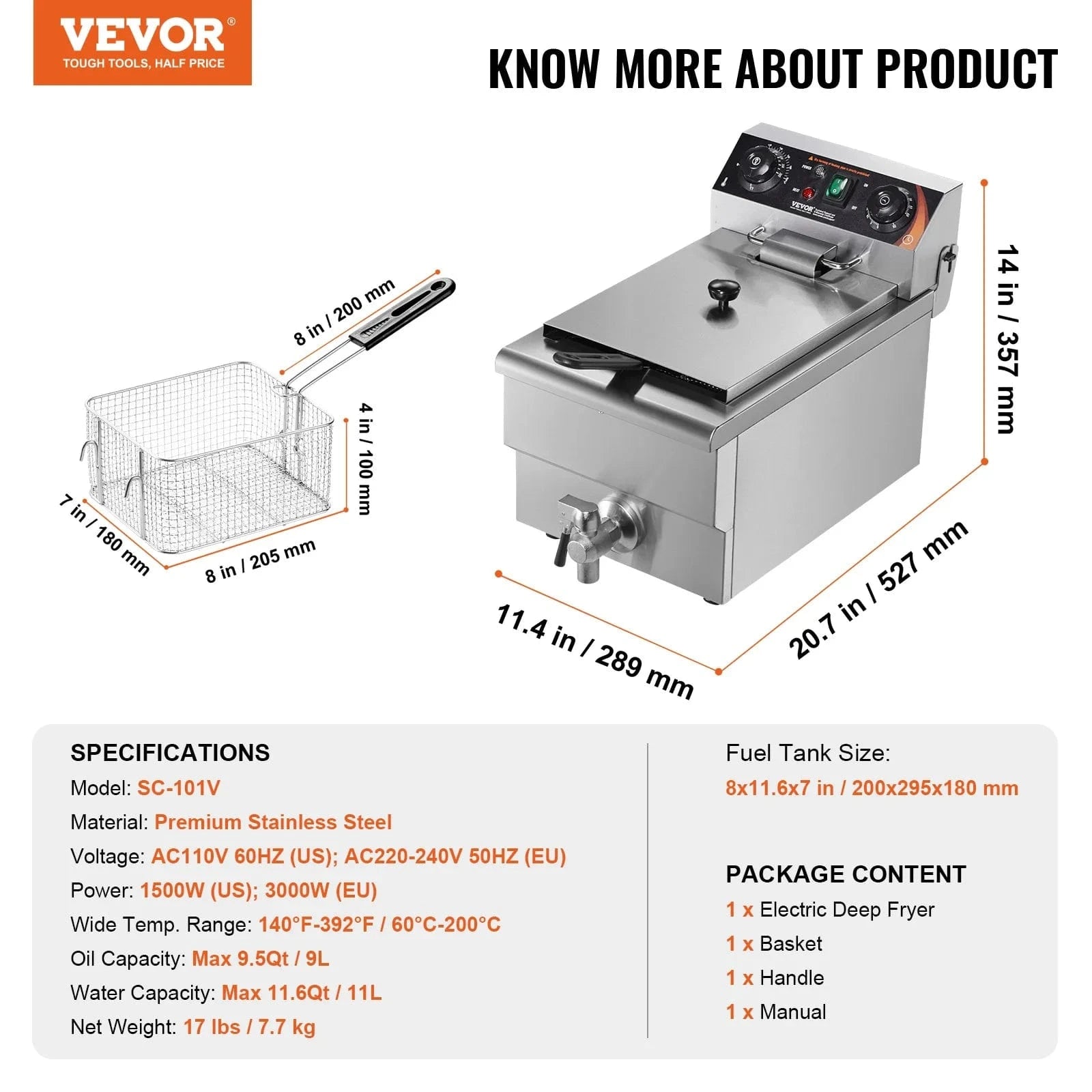 Cadeau showroom Inox Friteuse électrique 9L