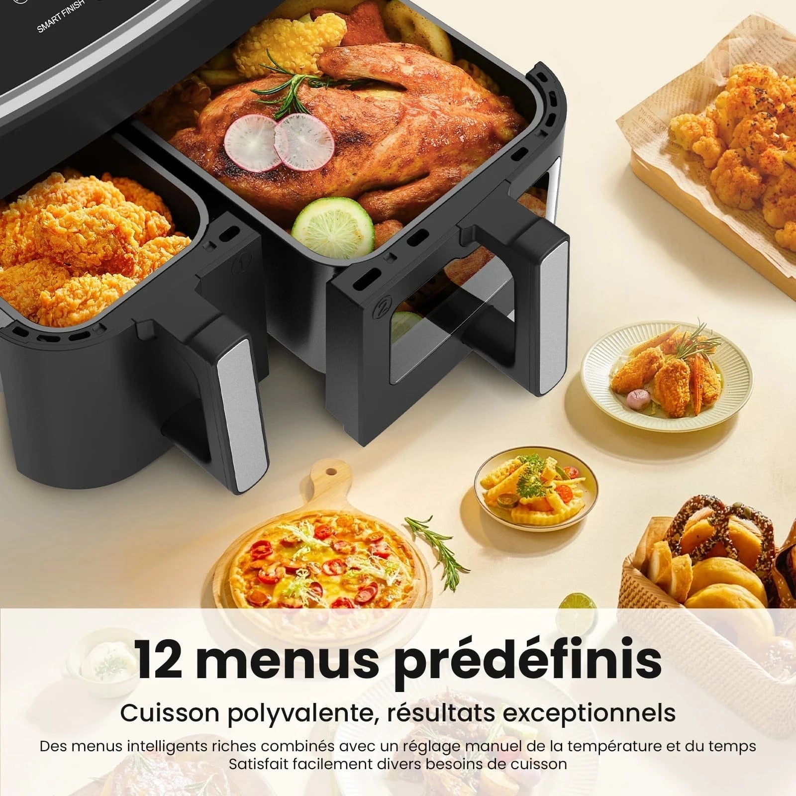 Cadeau showroom Noir Friteuse à air double zone 10 L
