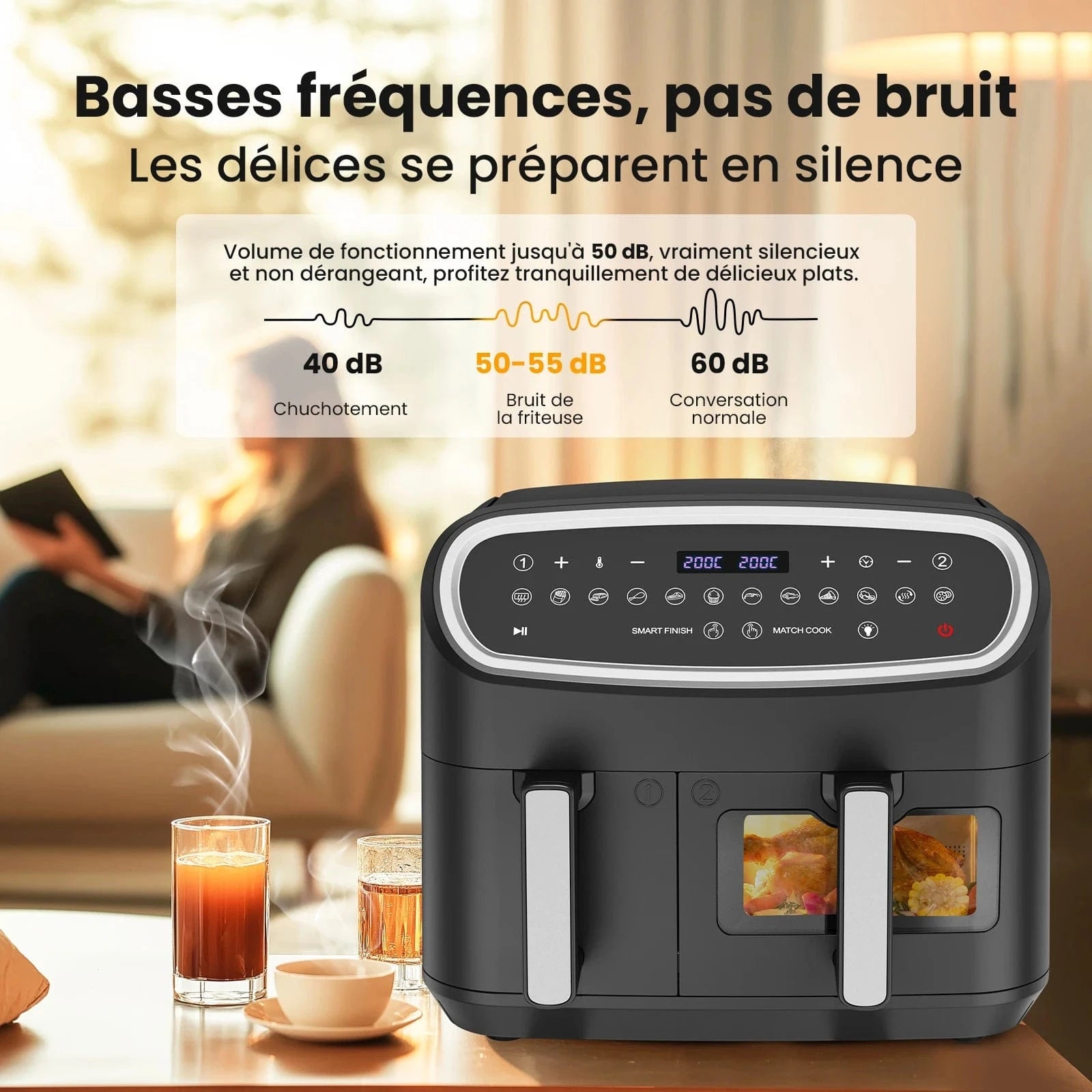 Cadeau showroom Noir Friteuse à air double zone 10 L