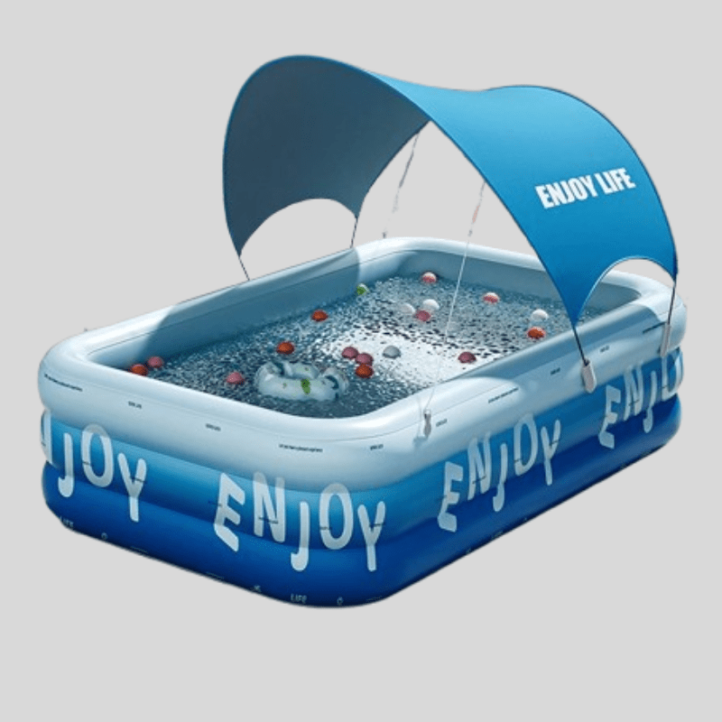Cadeau showroom piscine gonflable 2.1M avec auvent Grande piscine gonflable 2,1M avec auvent