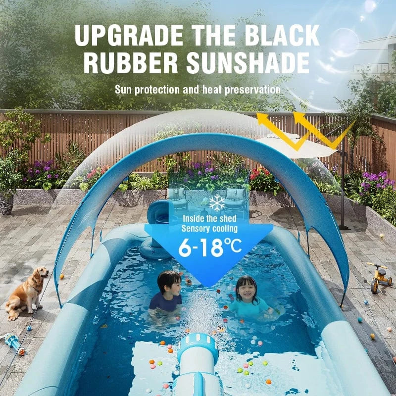 Cadeau showroom piscine gonflable 2.1M avec auvent Grande piscine gonflable 2,1M avec auvent