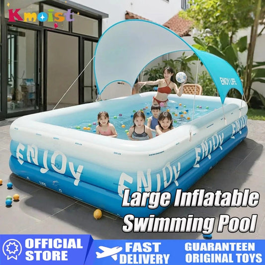 Cadeau showroom piscine gonflable 2.6M avec auvent Grande piscine gonflable 2,6M avec auvent