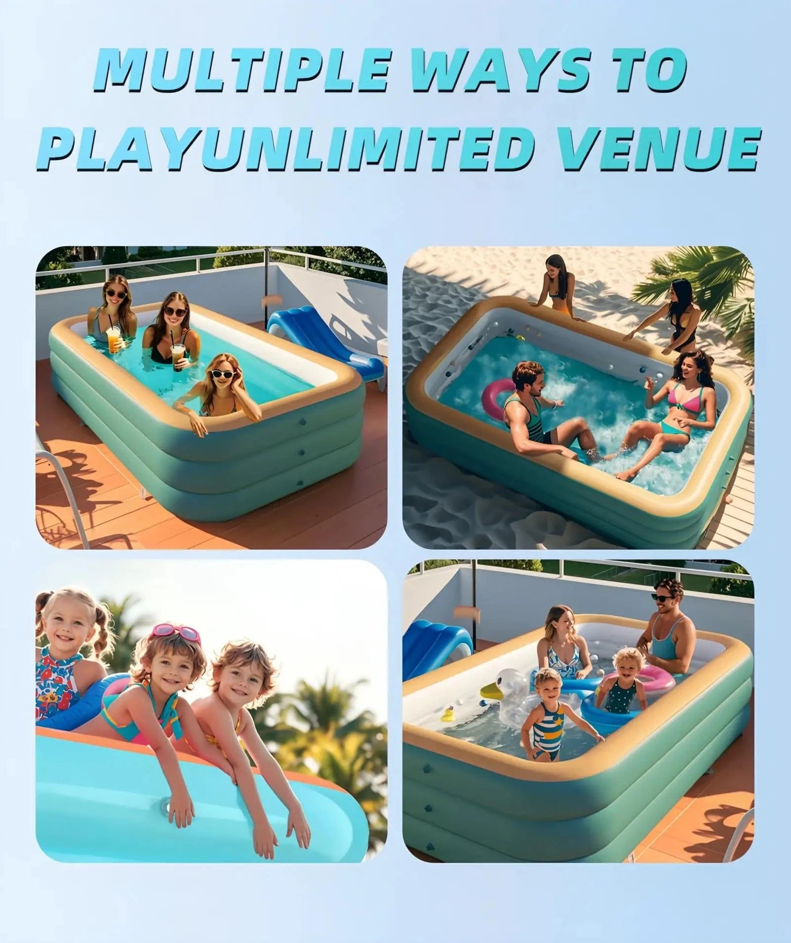 Cadeau showroom piscine gonflable L 250cm x 150cm x 70cm Piscine gonflable en PVC pour enfants et adultes 2,5 M