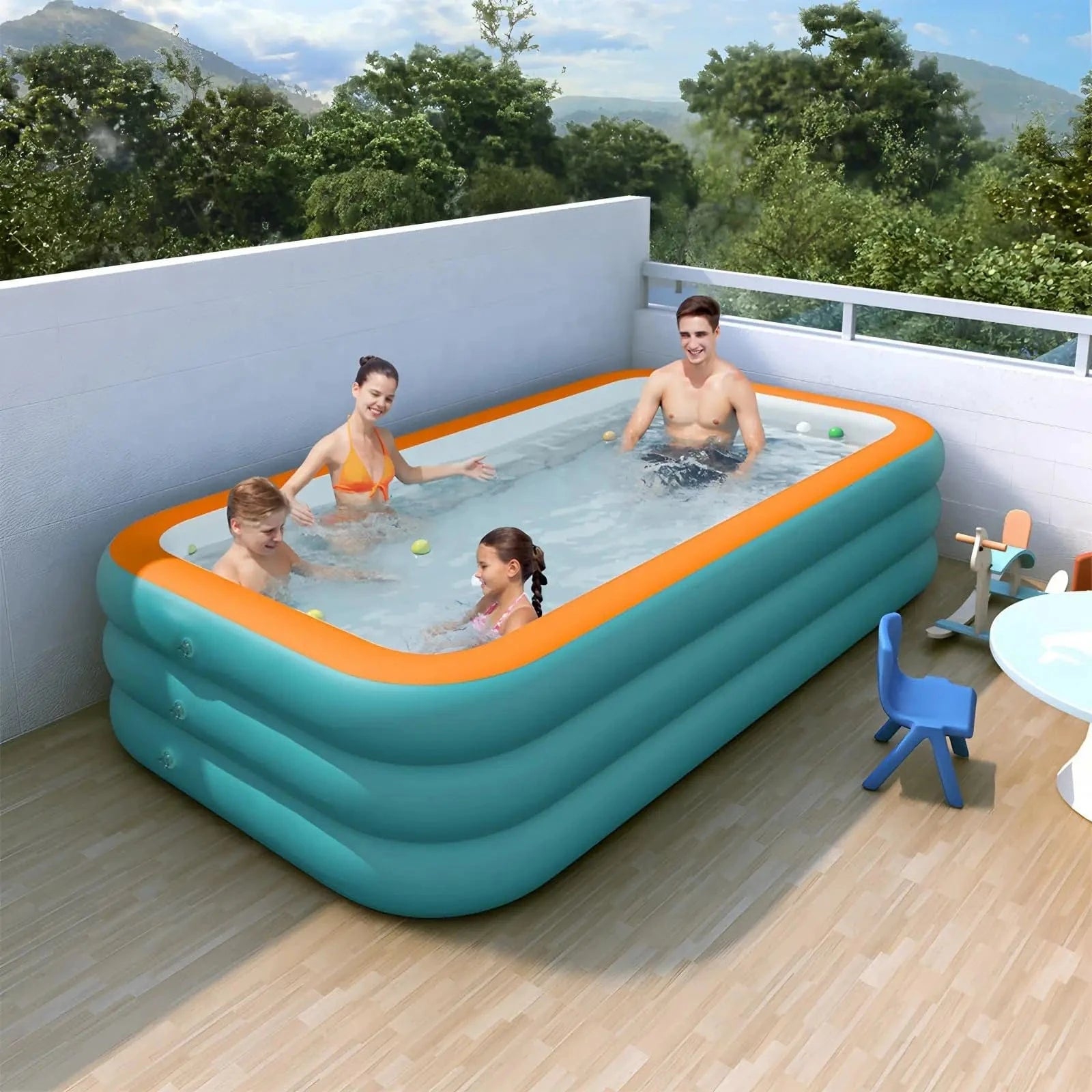 Cadeau showroom piscine gonflable L 250cm x 150cm x 70cm Piscine gonflable en PVC pour enfants et adultes 2,5 M