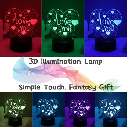 Cadeau showroom RGB / USB Lampe LED 3D en Forme de Cœur