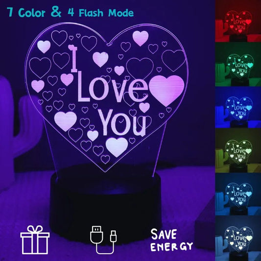 Cadeau showroom RGB / USB Lampe LED 3D en Forme de Cœur