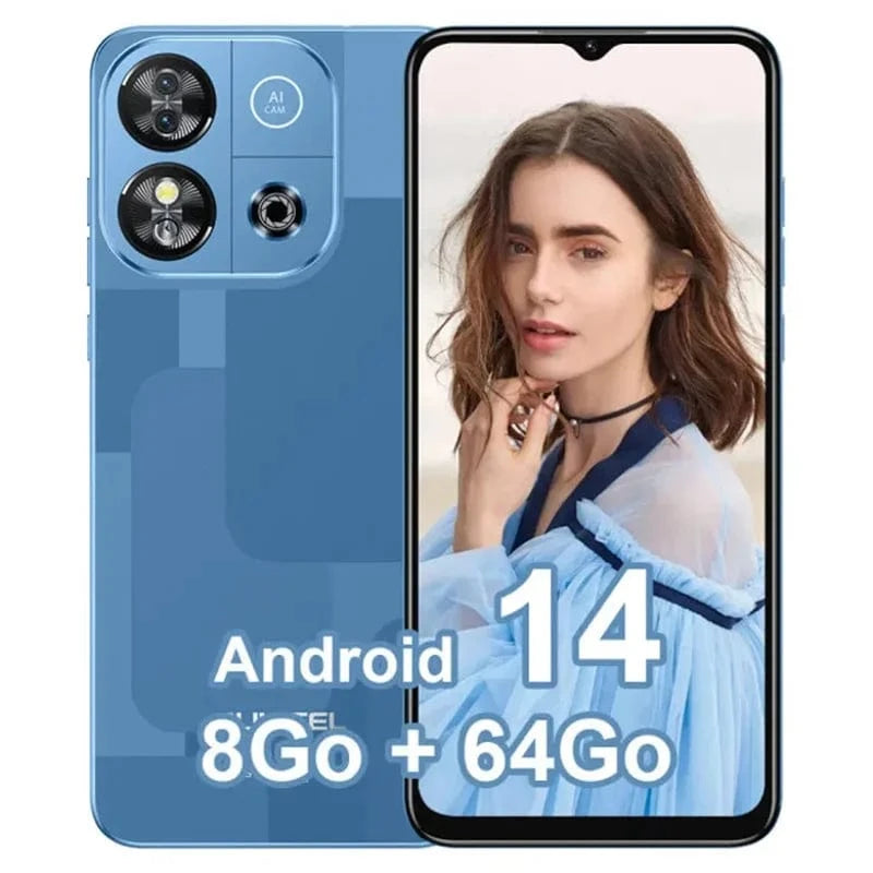 Cadeau showroom smartphone Bleu Smartphone 4G OUKITEL C57S Android 14 8 Go + 64 Go