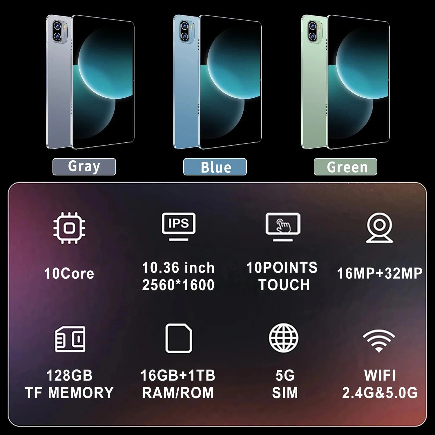 Cadeau showroom Tablette Tablette 5G Android 13.0  12 Go de RAM 256 Go de ROM