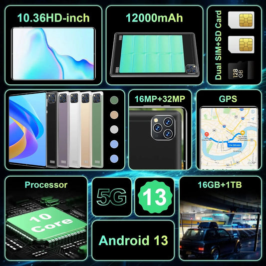 Cadeau showroom Tablette Tablette 5G Android 13.0  12 Go de RAM 256 Go de ROM