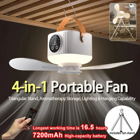 Cadeau showroom ventilateurs 7200mah Ventilateur de plafond portable avec lumière, rechargeable par USB