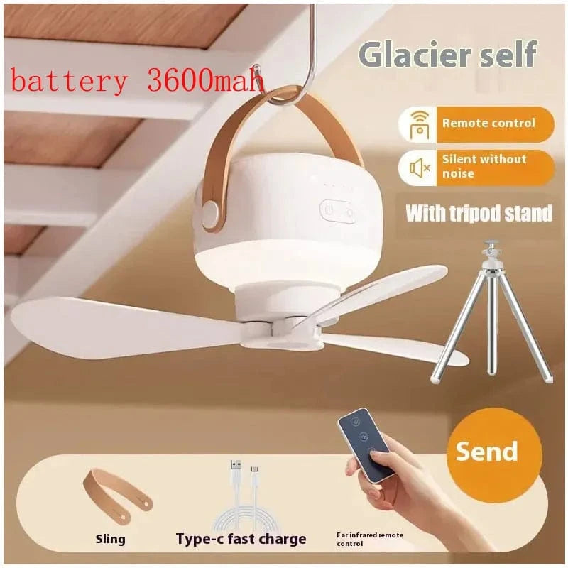 Cadeau showroom ventilateurs Blanc - batterie 7200mah Ventilateur de plafond portable rechargeable à LED