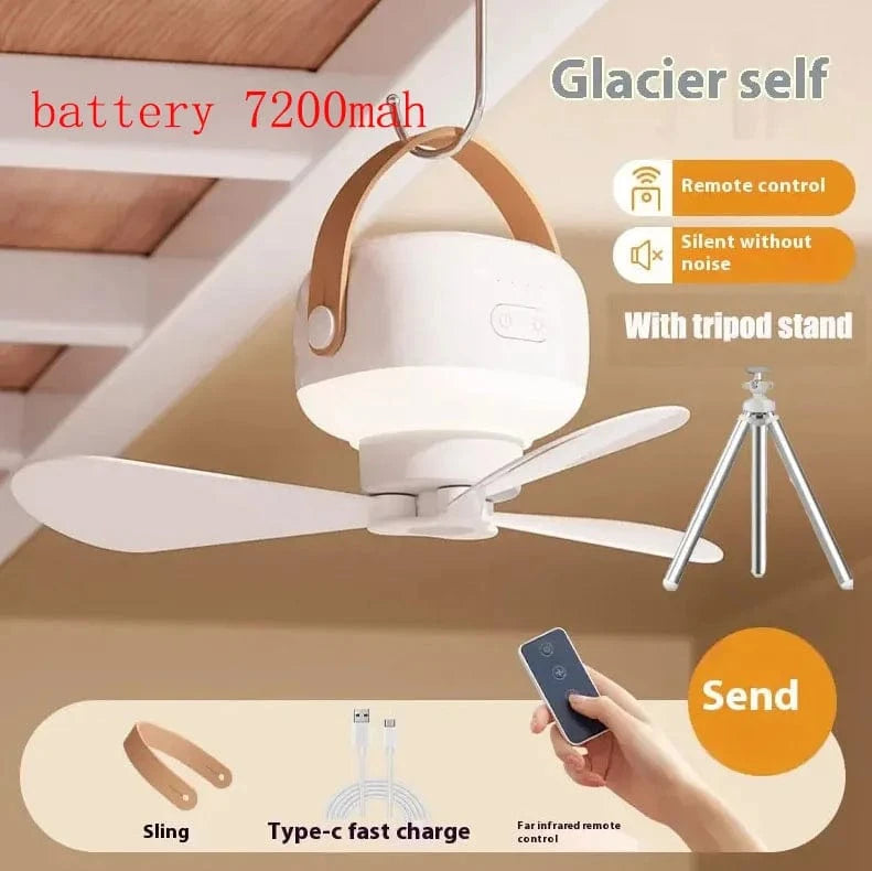Cadeau showroom ventilateurs Blanc - batterie 7200mah Ventilateur de plafond portable rechargeable à LED