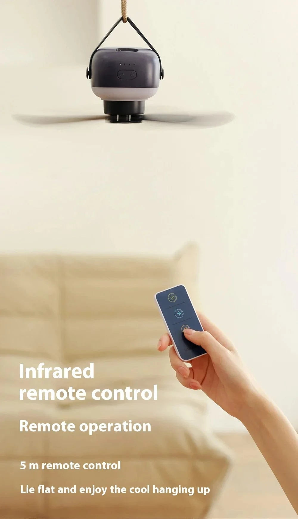 Cadeau showroom ventilateurs Blanc - batterie 7200mah Ventilateur de plafond portable rechargeable à LED