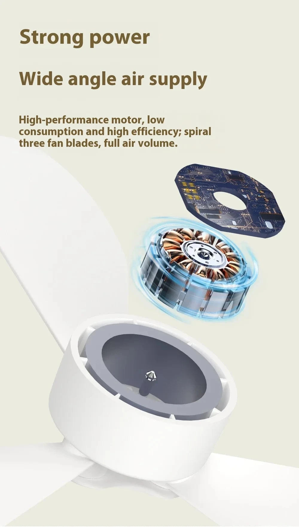 Cadeau showroom ventilateurs Blanc - batterie 7200mah Ventilateur de plafond portable rechargeable à LED