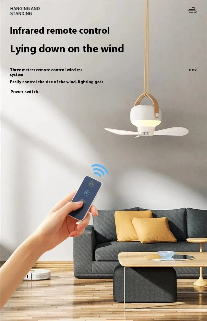 Cadeau showroom ventilateurs Blanc - batterie 7200mah Ventilateur de plafond portable rechargeable à LED