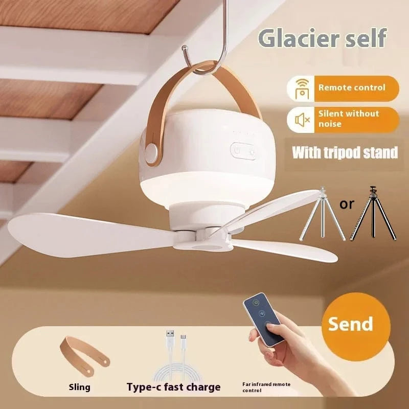 Cadeau showroom ventilateurs Blanc - batterie 7200mah Ventilateur de plafond portable rechargeable à LED