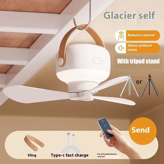 Cadeau showroom ventilateurs Blanc - batterie 7200mah Ventilateur de plafond portable rechargeable à LED