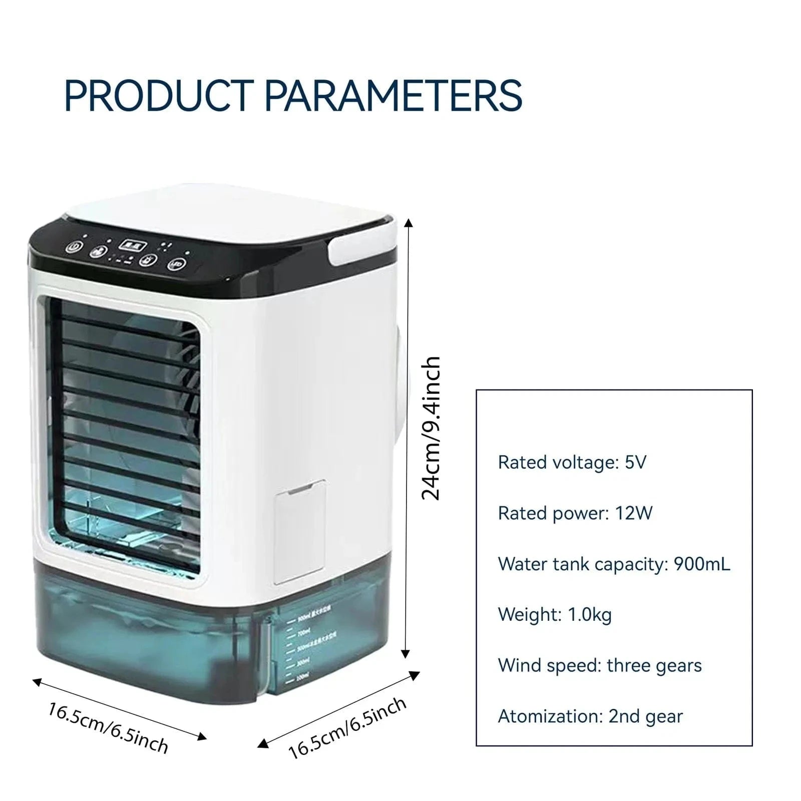 Cadeau showroom ventilateurs Blanc Mini refroidisseur d’air avec humidificateur – Silencieux et puissant