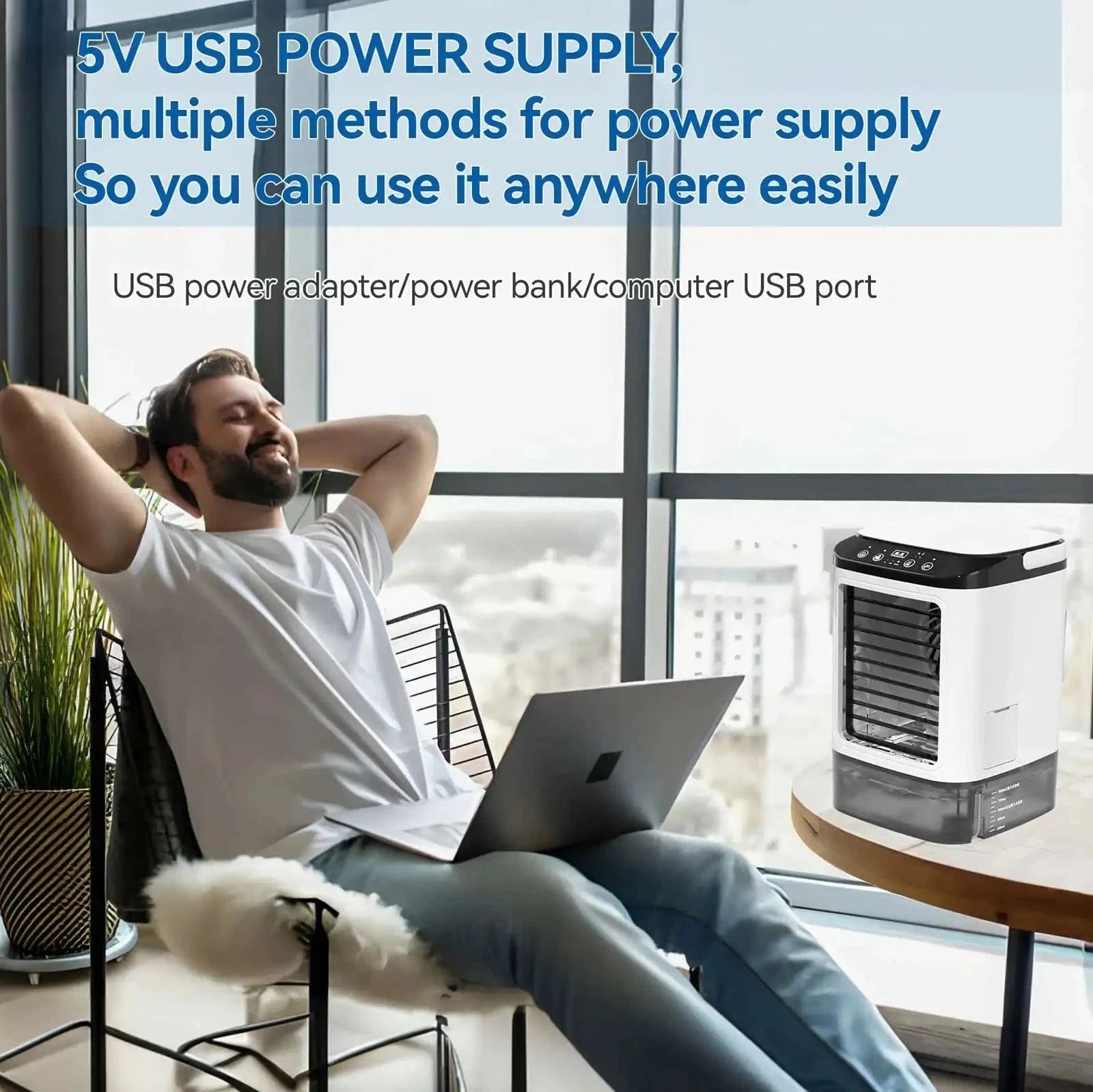 Cadeau showroom ventilateurs Blanc Mini refroidisseur d’air avec humidificateur – Silencieux et puissant