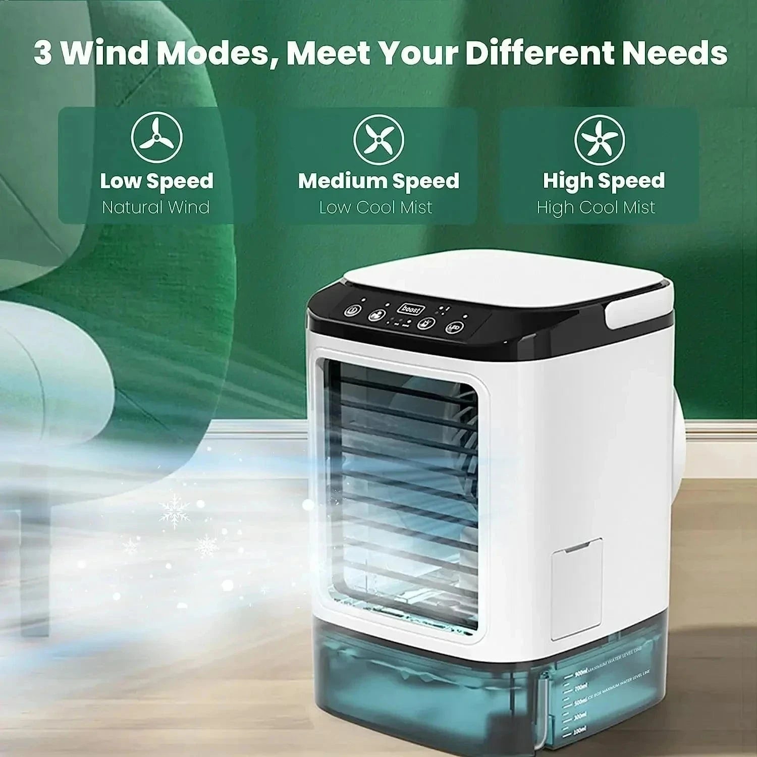Cadeau showroom ventilateurs Blanc Mini refroidisseur d’air avec humidificateur – Silencieux et puissant