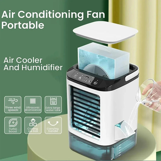 Cadeau showroom ventilateurs Blanc Mini refroidisseur d’air avec humidificateur – Silencieux et puissant