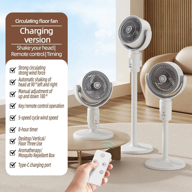 Cadeau showroom ventilateurs Blanc rechargeable Ventilateur à turbine sur pied