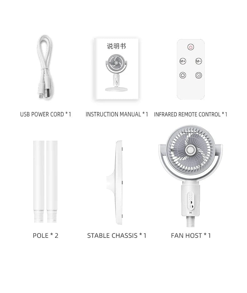 Cadeau showroom ventilateurs Blanc rechargeable Ventilateur à turbine sur pied