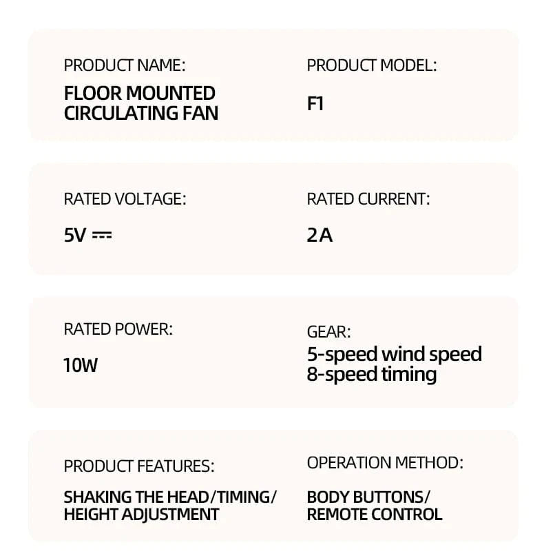Cadeau showroom ventilateurs Blanc rechargeable Ventilateur à turbine sur pied