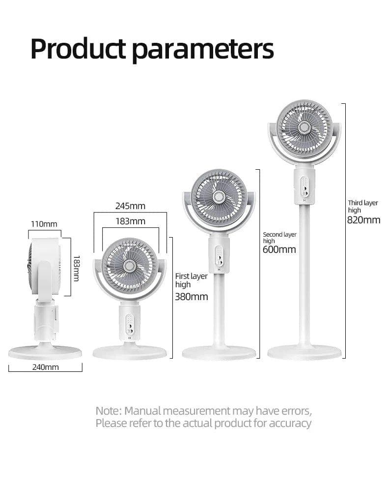 Cadeau showroom ventilateurs Blanc rechargeable Ventilateur à turbine sur pied