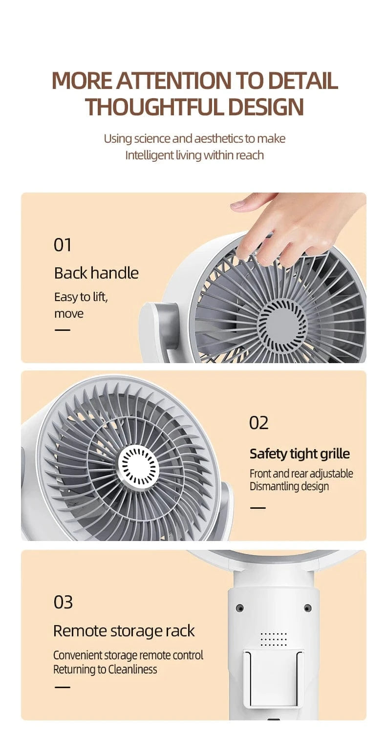 Cadeau showroom ventilateurs Blanc rechargeable Ventilateur à turbine sur pied