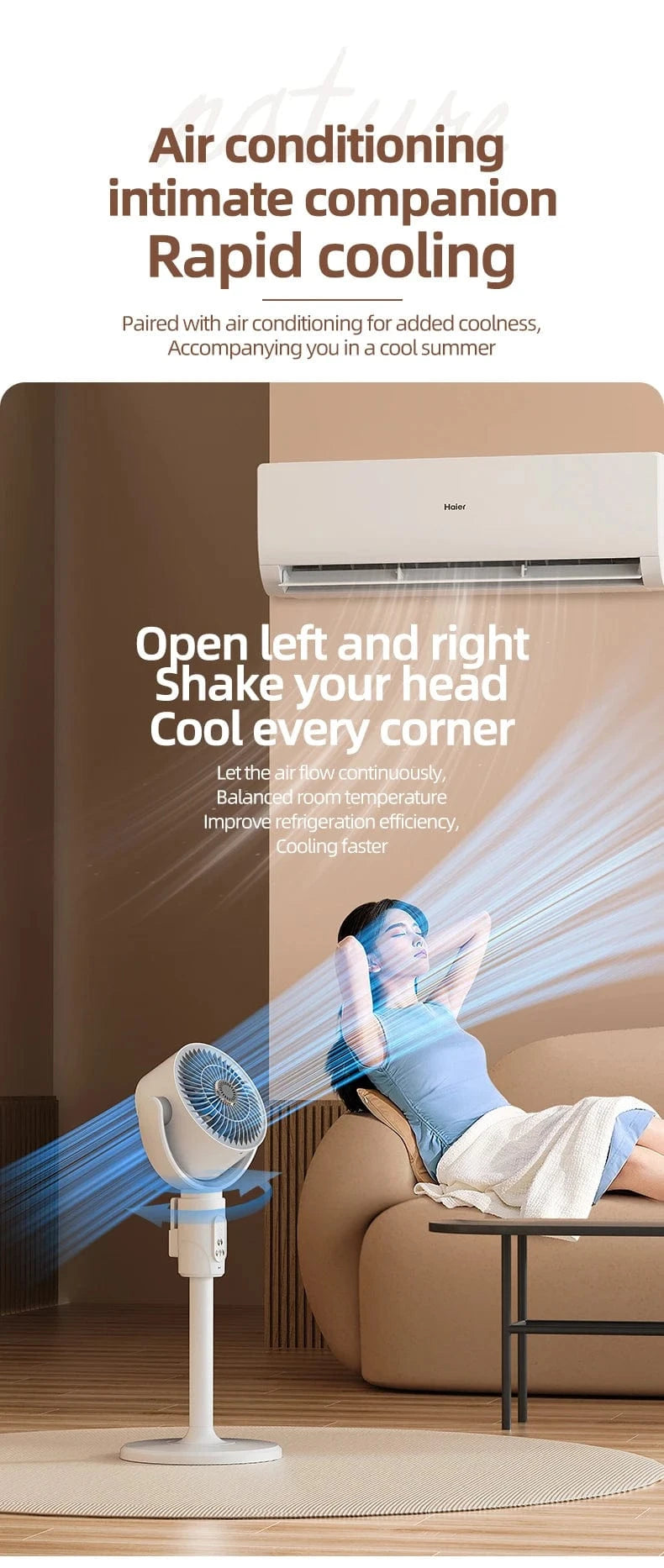 Cadeau showroom ventilateurs Blanc rechargeable Ventilateur à turbine sur pied