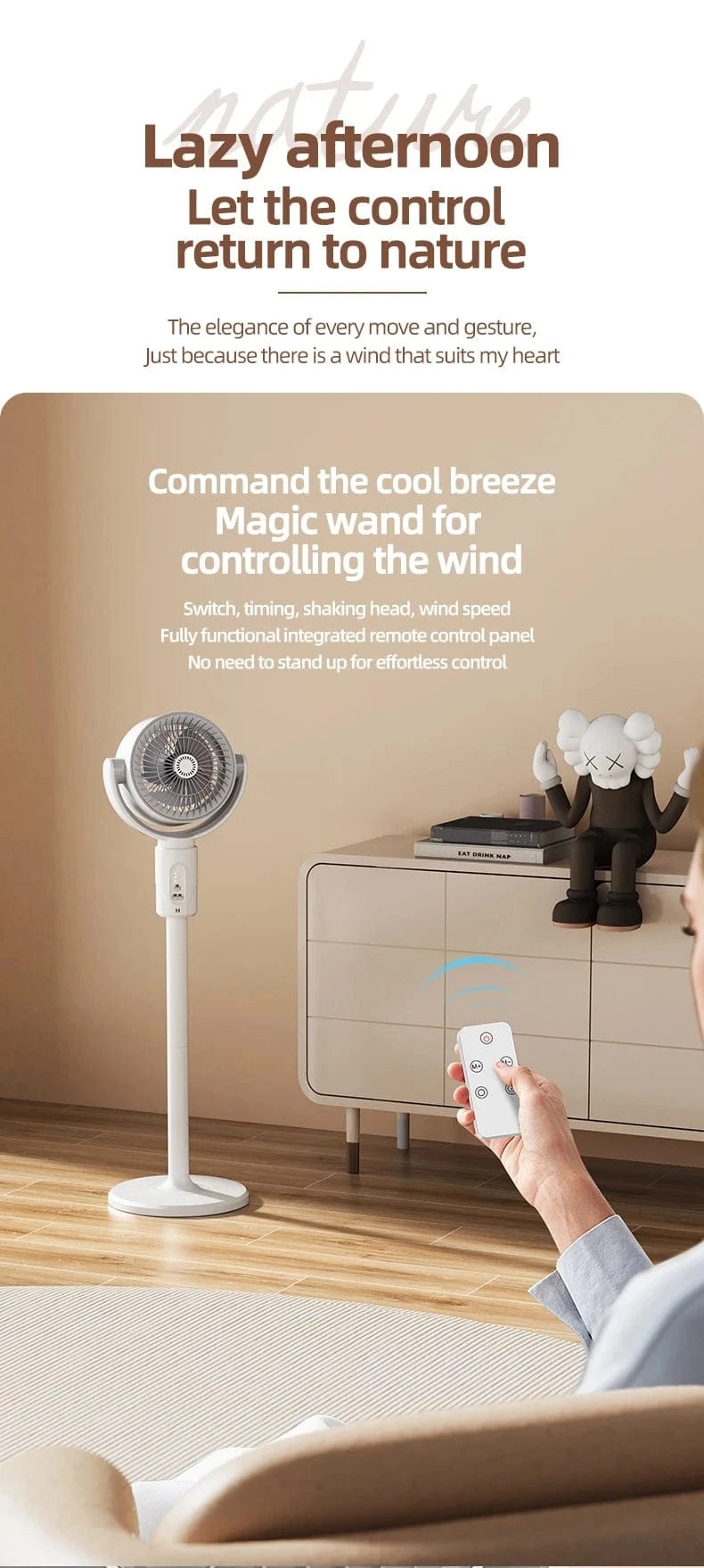 Cadeau showroom ventilateurs Blanc rechargeable Ventilateur à turbine sur pied