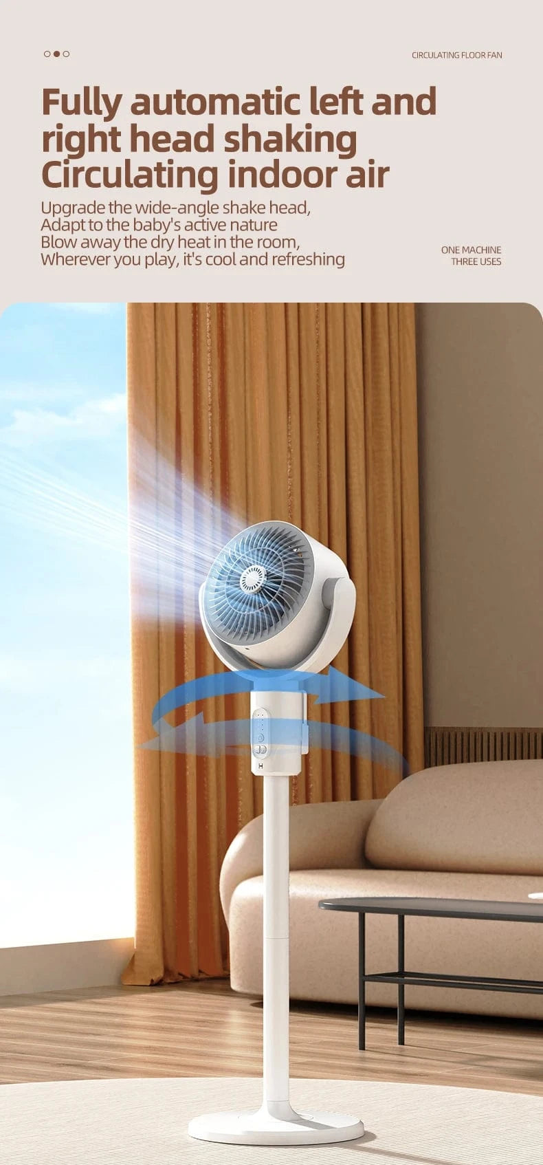 Cadeau showroom ventilateurs Blanc rechargeable Ventilateur à turbine sur pied