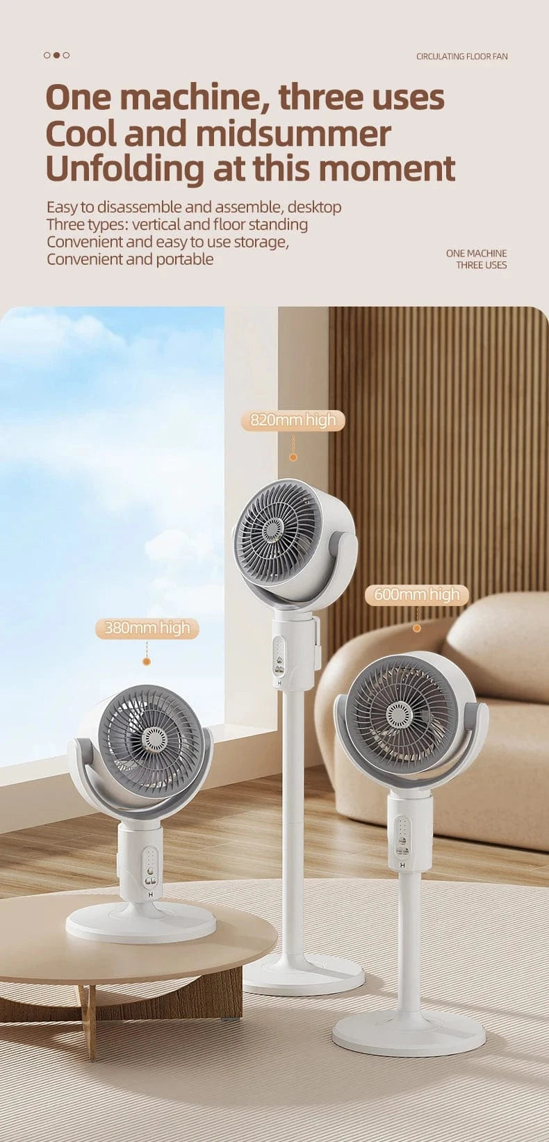 Cadeau showroom ventilateurs Blanc rechargeable Ventilateur à turbine sur pied