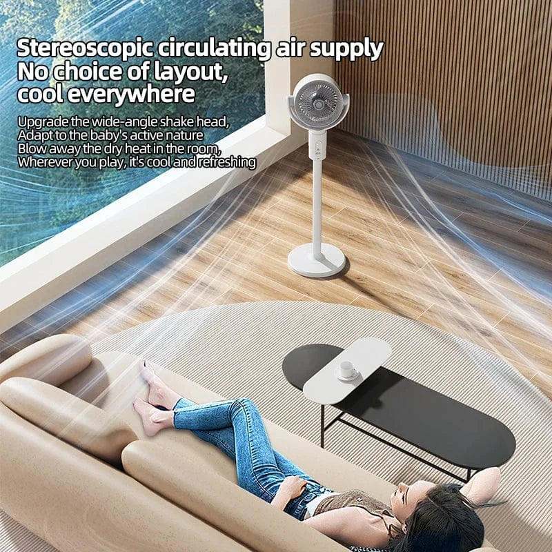 Cadeau showroom ventilateurs Blanc rechargeable Ventilateur à turbine sur pied