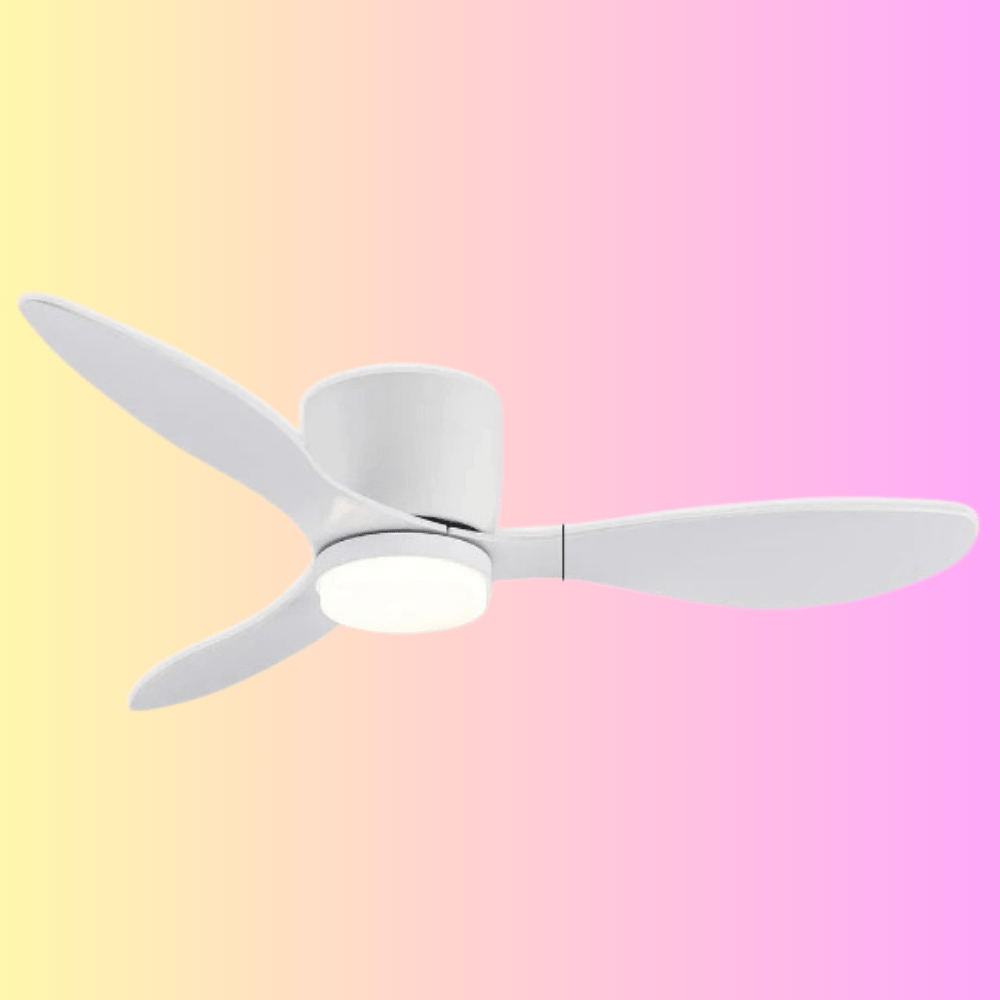 Cadeau showroom ventilateurs Blanc Ventilateur de plafond bas avec LED et télécommande 132 x 22 cm