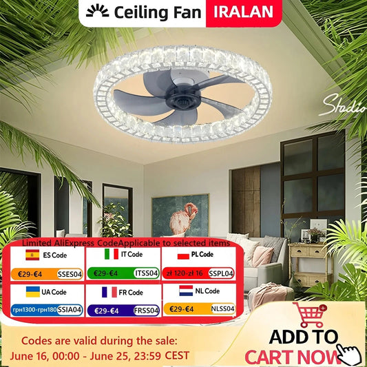 Cadeau showroom ventilateurs Blanc Ventilateur de plafond en cristal silencieux