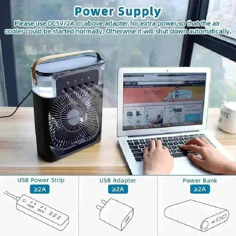 Cadeau showroom ventilateurs Mini refroidisseur d'air avec LED & humidificateur intégré