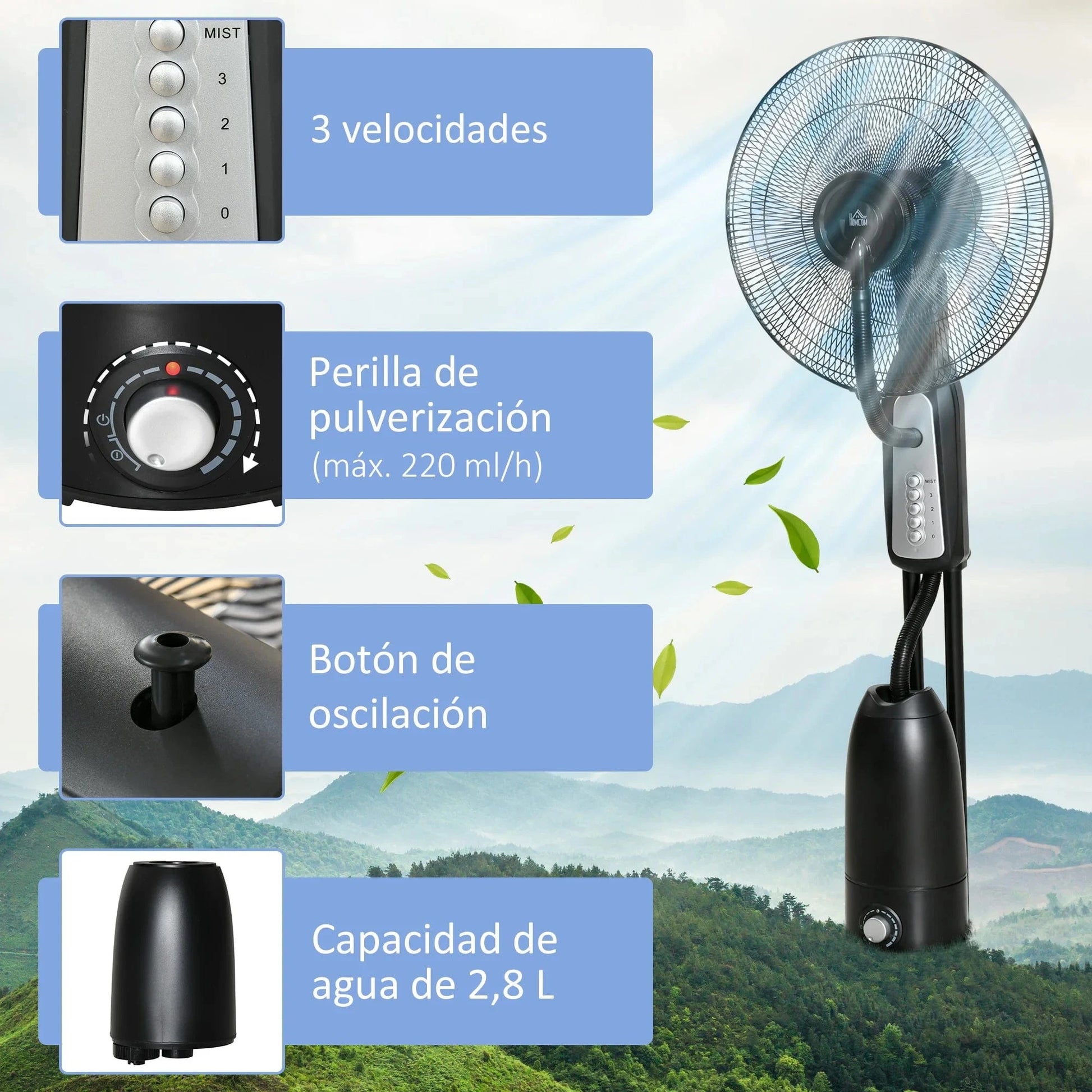 Cadeau showroom ventilateurs Ventilateur brumisateur silencieux 90 W
