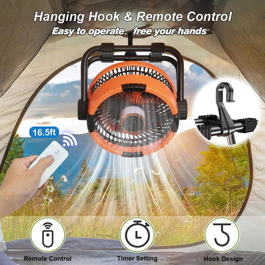 Cadeau showroom ventilateurs Ventilateur de camping portable rechargeable 20 000 mAh