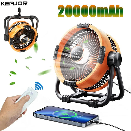 Cadeau showroom ventilateurs Ventilateur de camping portable rechargeable 20 000 mAh
