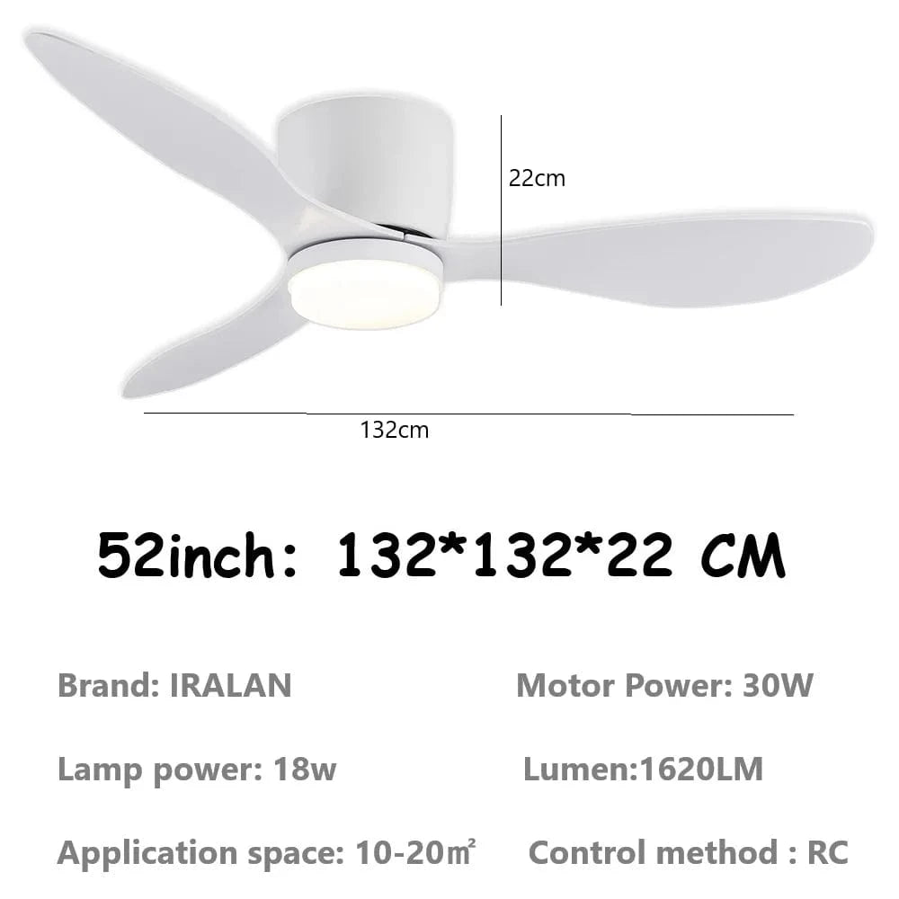 Cadeau showroom ventilateurs Ventilateur de plafond bas avec LED et télécommande 132 x 22 cm