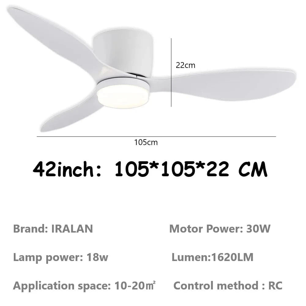 Cadeau showroom ventilateurs Ventilateur de plafond bas avec LED et télécommande 132 x 22 cm