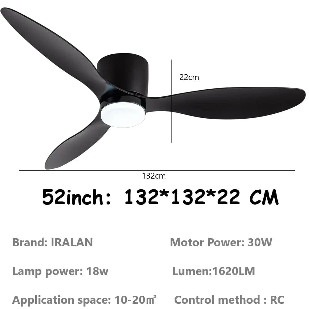 Cadeau showroom ventilateurs Ventilateur de plafond bas avec LED et télécommande 132 x 22 cm