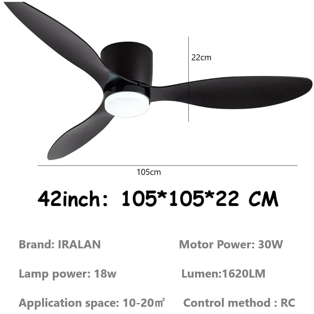 Cadeau showroom ventilateurs Ventilateur de plafond bas avec LED et télécommande 132 x 22 cm