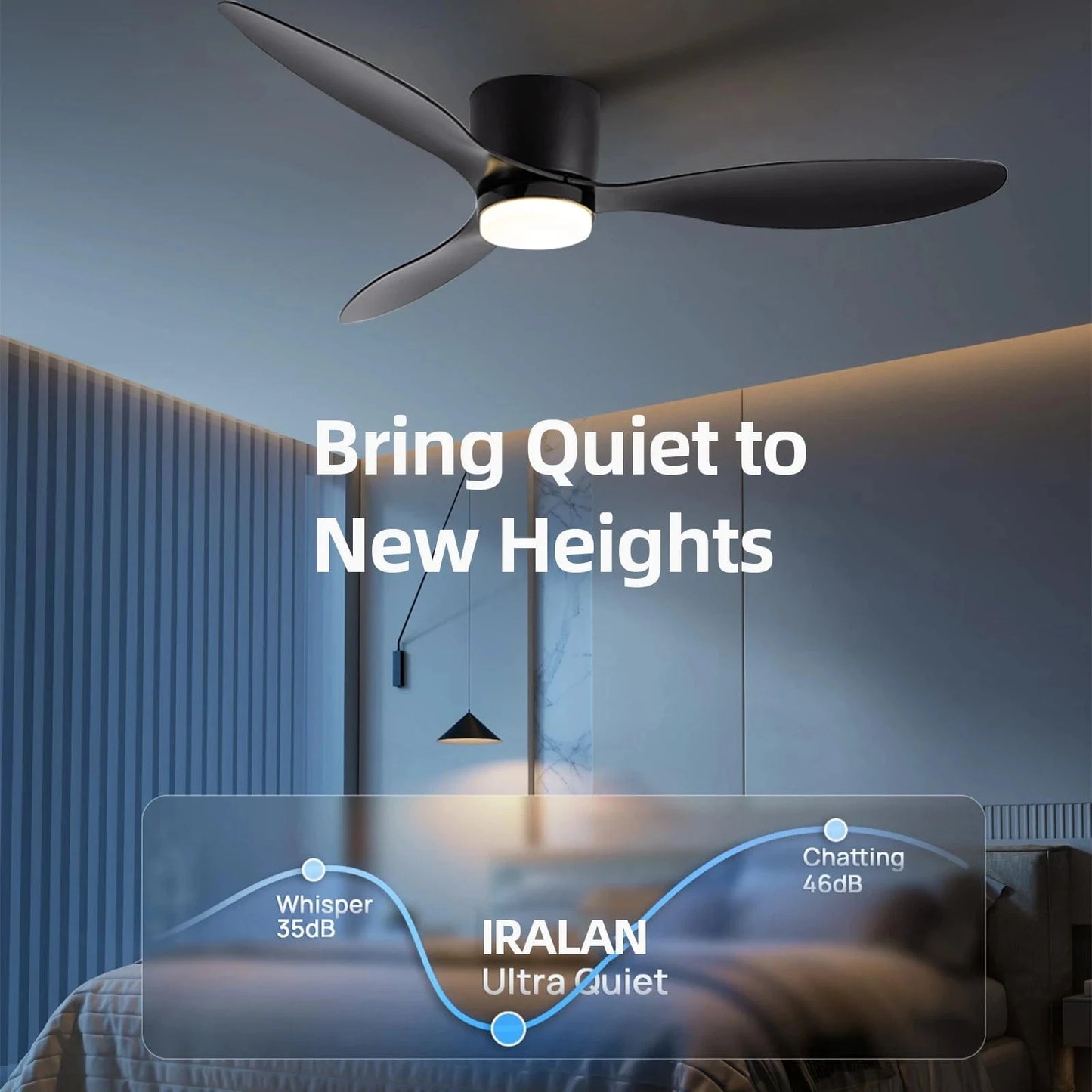 Cadeau showroom ventilateurs Ventilateur de plafond bas avec LED et télécommande 132 x 22 cm