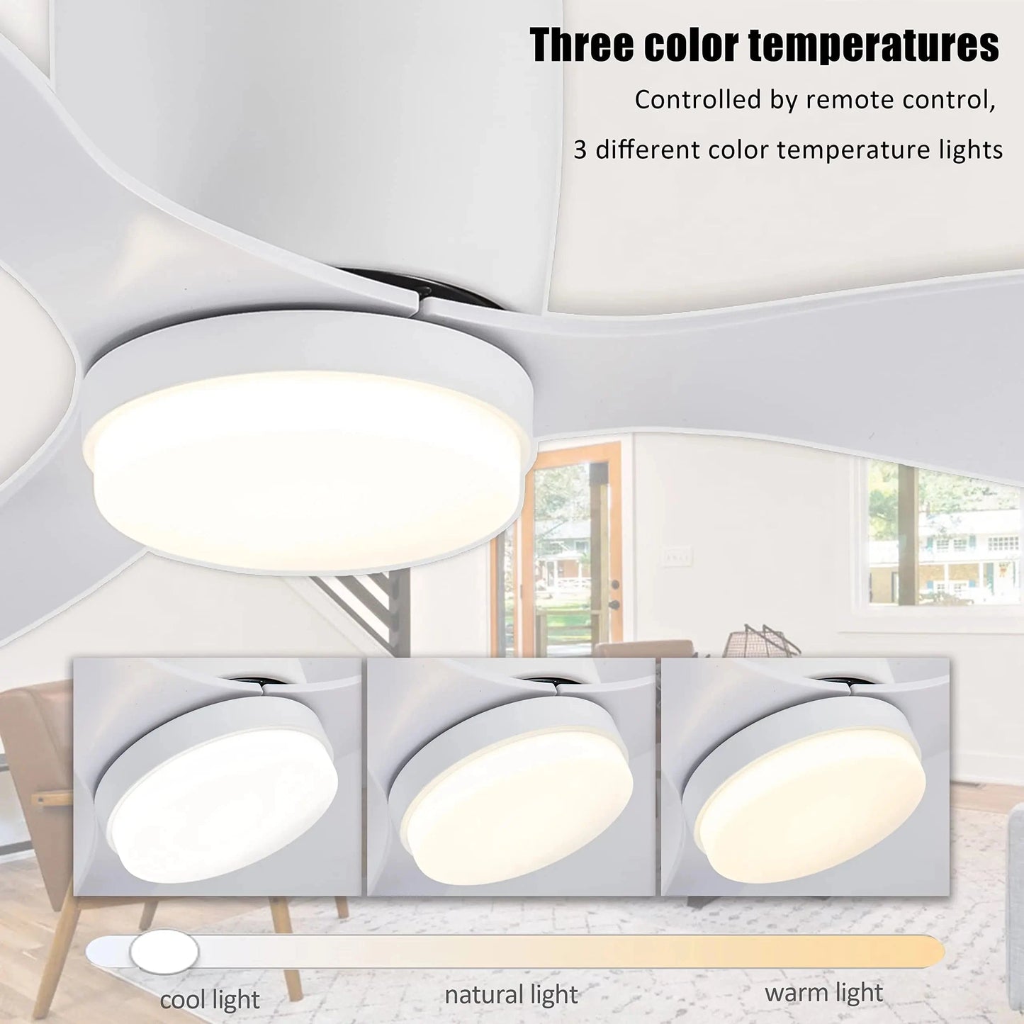 Cadeau showroom ventilateurs Ventilateur de plafond bas avec LED et télécommande 132 x 22 cm